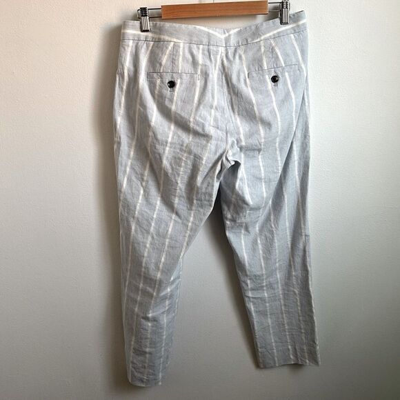 Banana Republic Blue White Striped Cotton Avery Pants 8 - Picture 4 of 7